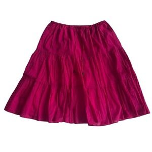 Lauren Ralph Lauren Pink Midi Skirt Elastic Waist Boho Peasant Flowy Skirt